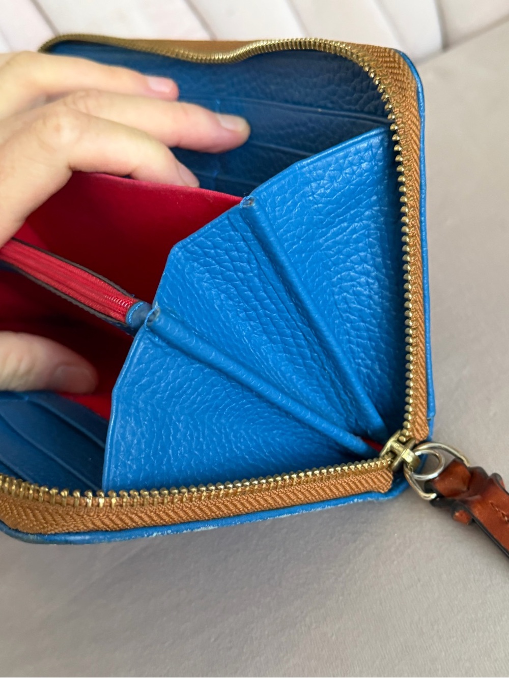 Dooney & Bourke Pebble Leather Zip Wallet in Blue - Picture 9 of 16